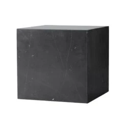 Menu Plinth Tisch, Würfel, Schwarzer Marquina Marmor