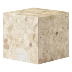 Menu Plinth Tisch, Würfelförmig, Kunis-Breccia-Marmor